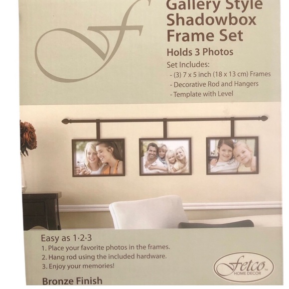 NEW IN BOX Bronze Gallery Shadow Box Three Frame Set - Picture 2 of 2